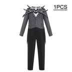 Kids Jack Skellington Cosplay Costume The Nightmare Before Christmas Boys Striped Outfit  Halloween Party Fancy Dress Up Set