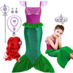 Girls Cosplay Disney Little Mermaid Ariel Prom Princess Costumes Kids Summer Casual Dress Halloween Birthday Party Dress Up 2025