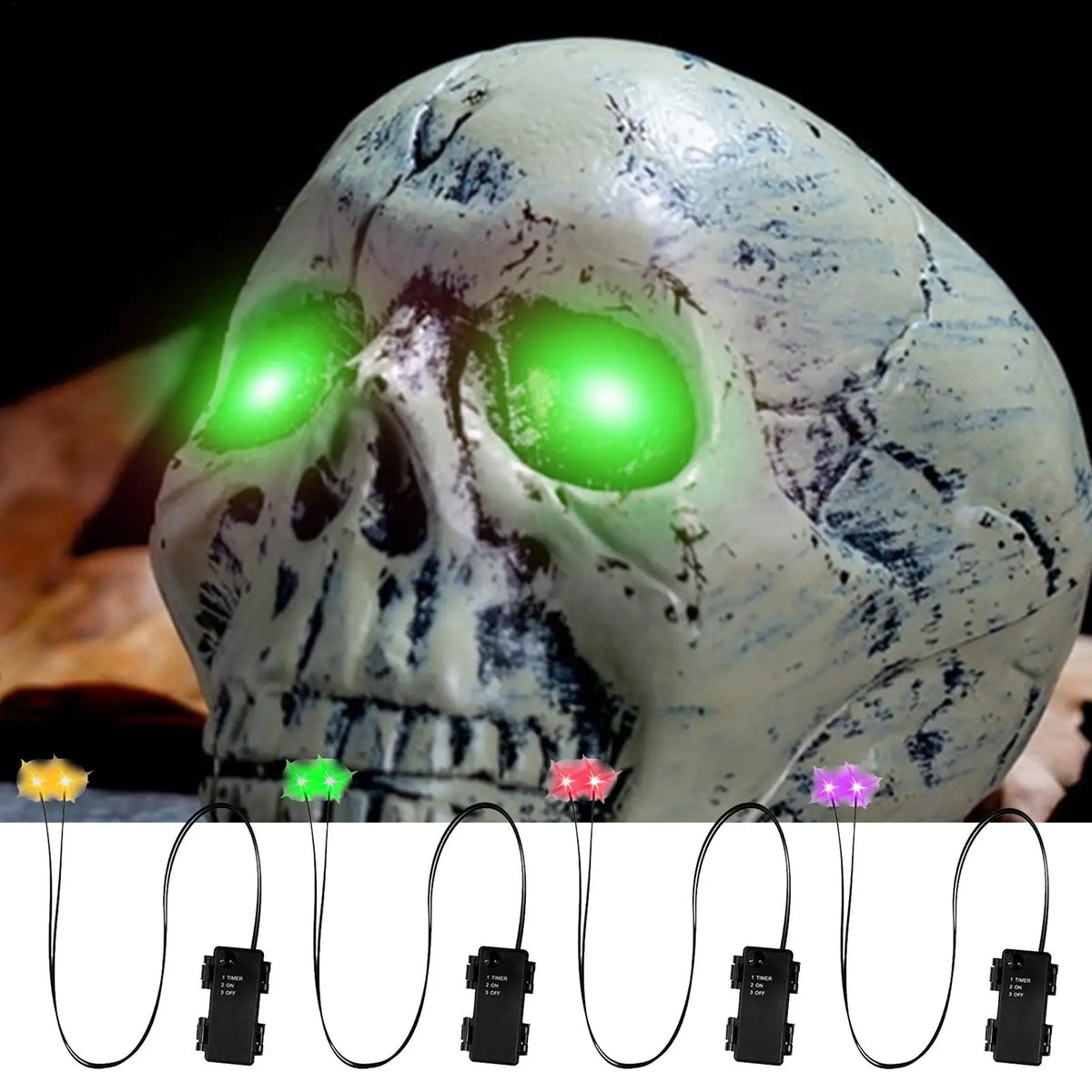 Halloween LED Glowing Eyes With Timer Light Up DIY Eyes For Skeleton Pumpkins Masks Tombstones Indoor Outdoor Horror Decors