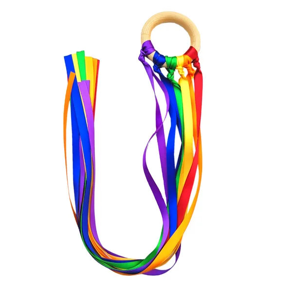 Montessori Style Sensory Toy BPA-free Non-toxic Baby Ribbon Ring Newborns Upwards Develop Colour Recognition Sensory Toy