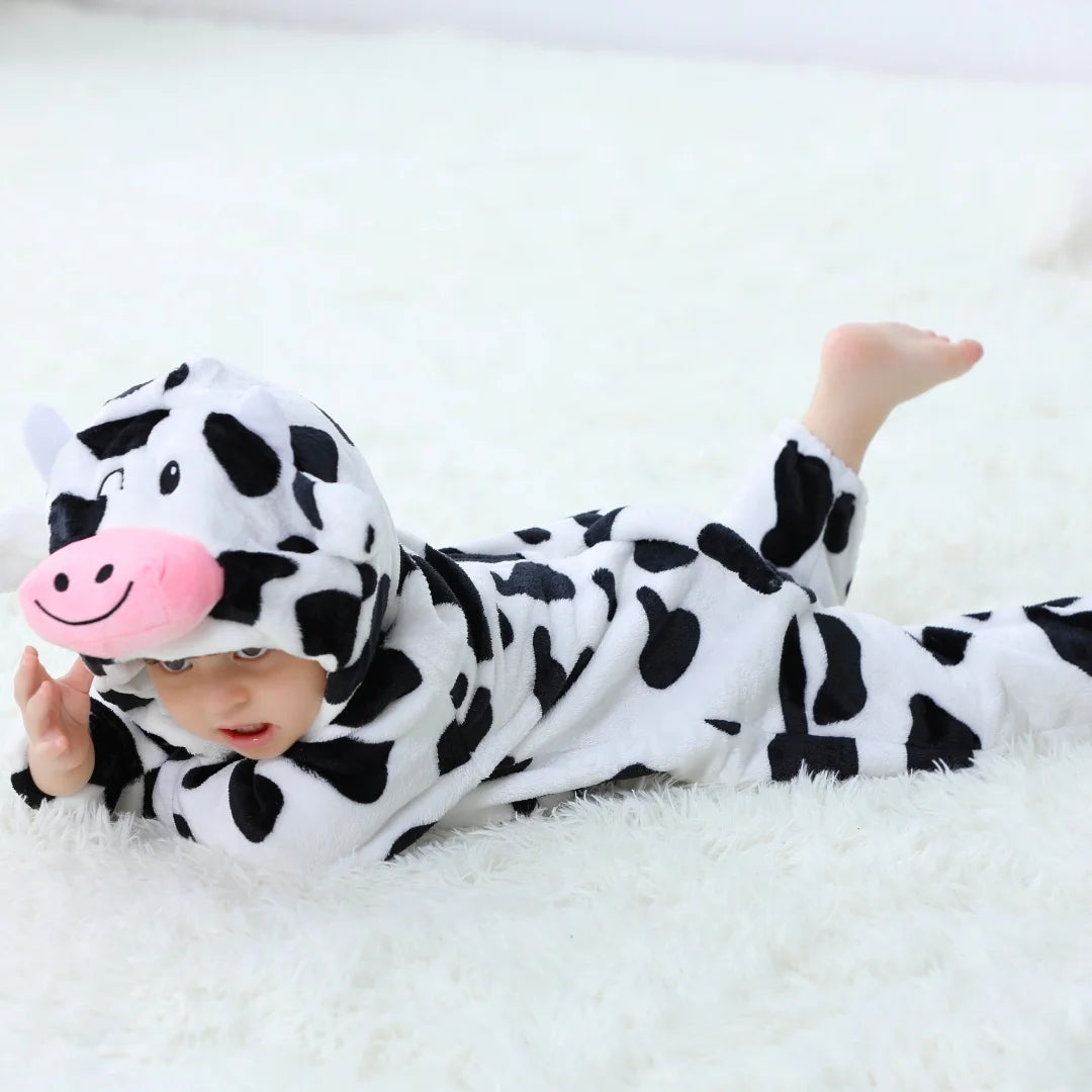 Inflant Newborn Rompers Kigurumi Winter Animal Onesie Kids Jumpsuit Pajamas Baby Cow Costumes For Christmas Halloween Party