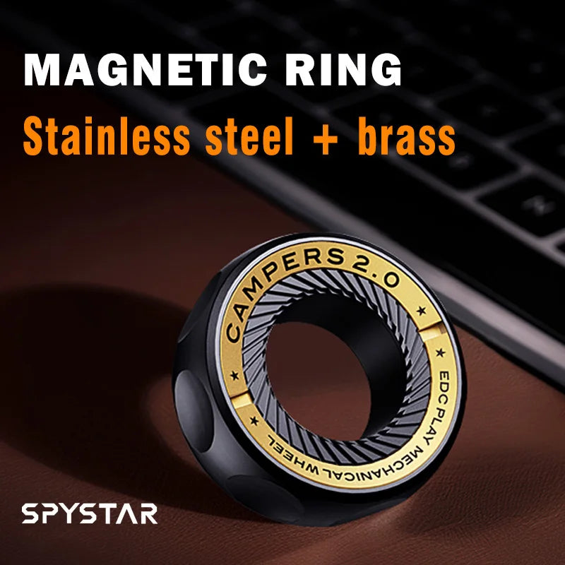 Magnetic Ring for Stress Relief Anti-Anxiety Fidget Toy Spinner Ring for Adults Cool Gadgets for Men Women, Birthday Gift Idea
