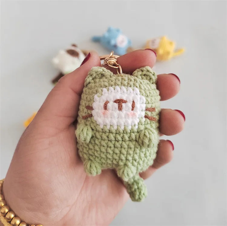 Exquisite Kitten Doll Crochet Keychain For Bag Pendant Knitted Small Cat Doll Keyrings Cute Kitten Keychain Custom Accessories