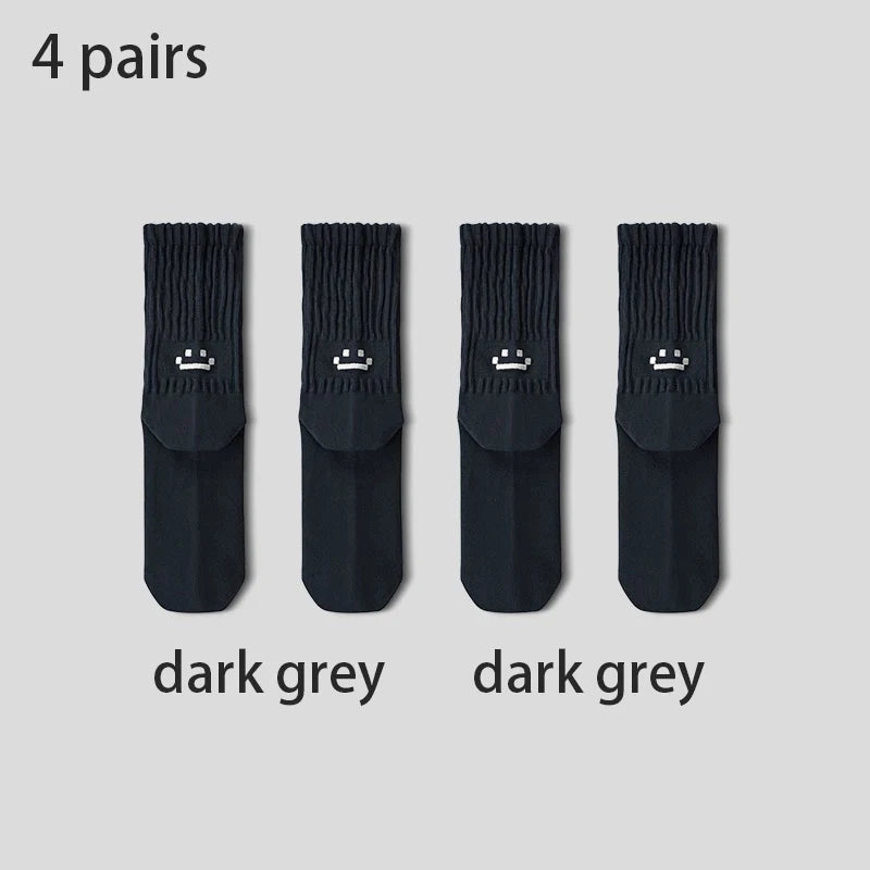 4 Pairs Men's Cotton Work Socks Long Running Breathable Ankle Crew Socks Casual Socks for Men Cycling Socks