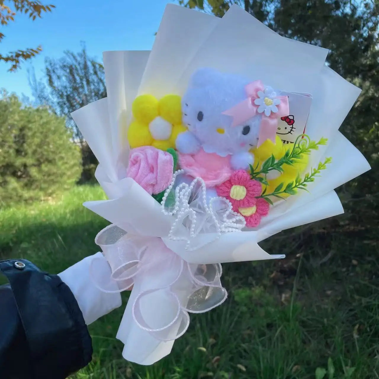 Genuine Hello Kitty Plush Toy Anime Stuffed Animals Keychains Creative Handmade Bouquets Christmas Vanlentine Birthday Gifts