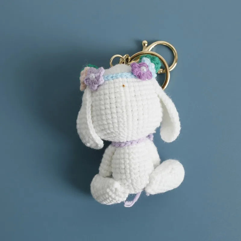 Cute Rabbit Doll Crochet Keyrings Handmaking Knitting Rabbit Keychains Cartoon Carrot Rabbit Keyrings Pendant Custom Accessories