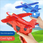 Glowing & Non-Glow Foam Catapult Plane,  Outdoor Shooting Toy Gun, Rotating Boomerang Flying Aircraft Model
