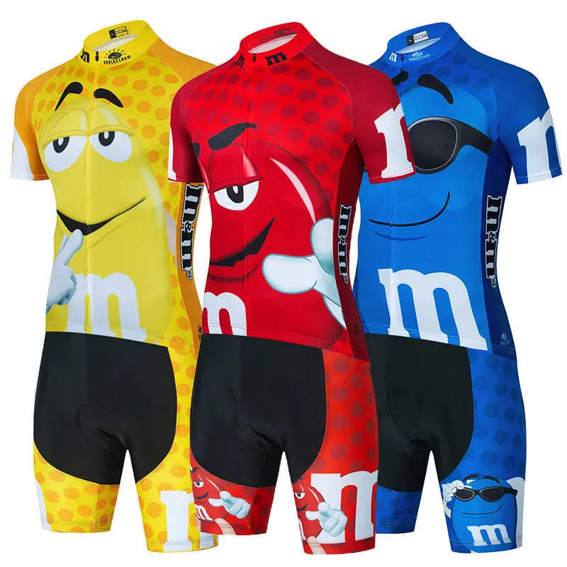 2024 Cartoon Cycling Clothing Men Short Sleeve MTB Ropa Ciclismo Breathable Summer Sportswear Outdoor Bicycle Clothes Bib Shorts