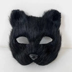 Faux Fur Fox Tail Cat Wolf Cosplay Costume Set with Plush Mask Fluffy Paw Gloves for Halloween And Christmas Party Accessories