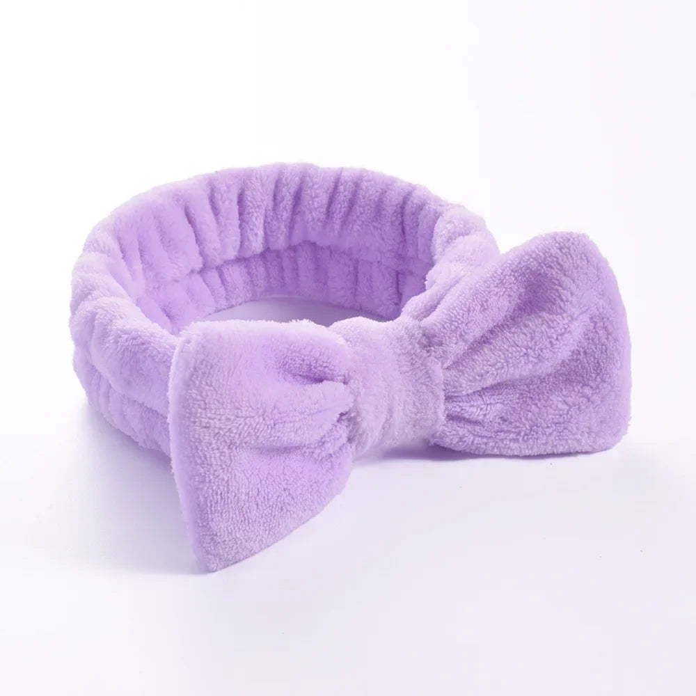Women Solid Bow Headbands Coral Fleece Makeup Spa Wash Face Turban Head Wrap Girls Hair Towel Accessories Head Band Hairbands