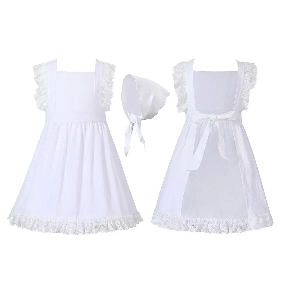 Pilgrim Costume Colonial Farm Village Girl Costumes Pioneer Prairie Dress 2-4Y 4-10Y 10-16Y Tween Teens