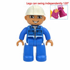 Big Size Figures Building Block Doll Family Farmer Pirate Worker Doctor Policemen Large Brick Compatible Build House Duploes Toy