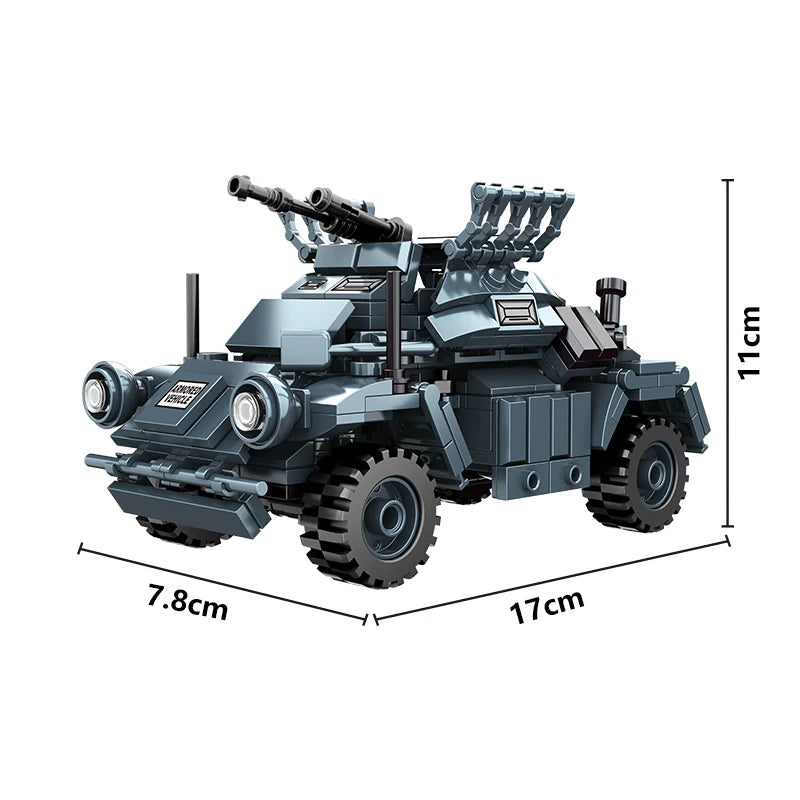 World War Army Military Soldiers Armor Halftrack Main Station Tank Building Blocks Bricks Model DIY Assembly Toys For Kids