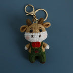 Creative Small Animal Doll Handmake Crochet Keyrings For Bag Pendant Cartoon Puppy Keychain Knitting Animal Doll Keyring Custom