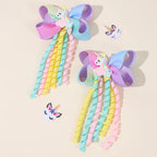 Sweet Unicorn Hair Clips For Girl Bow Barrette Cute Tassel Ribbon Curly Ponytail Hairpins Accessories