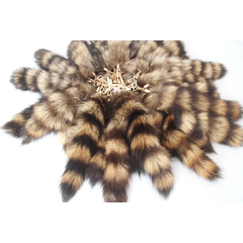 25cm Cute Fox-Racoon Tail Keychain Fur Pendant Key-Chain Bags Charm Keys-Holder Couple Keyrings for Backpack Car Decoration