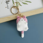 Small Cat Crochet Keychain Handmaking Crochet Cute Kitten Keyrings For Bag Pendant Knitting Animal Doll Keychain For Gift Custom