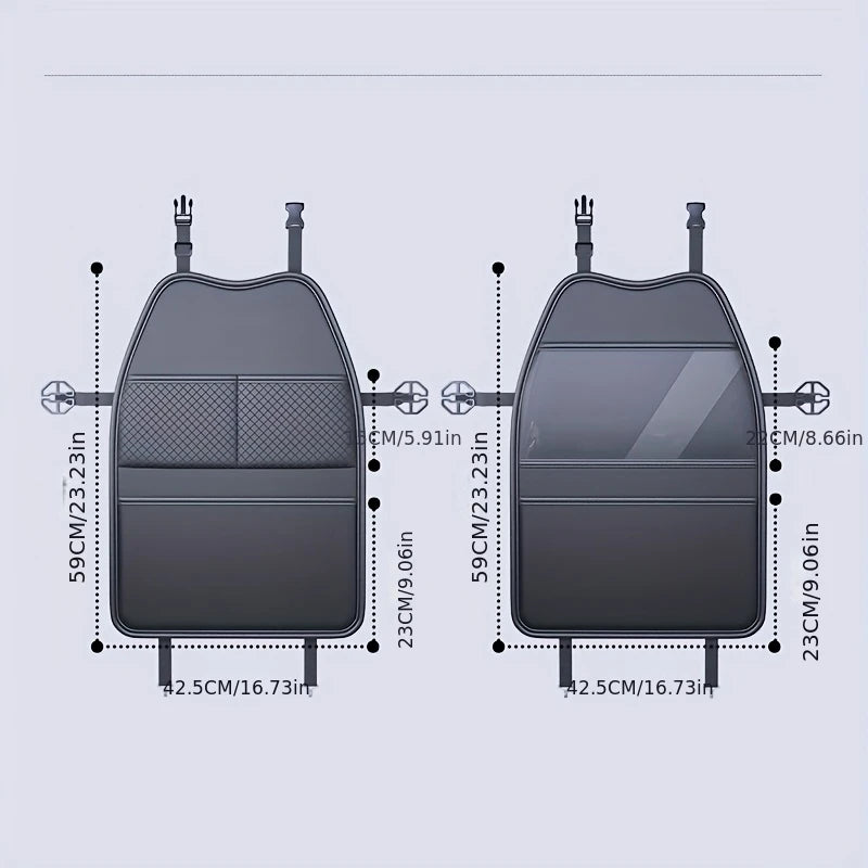 New Car Seat Protection Cover Car Seat Kick Proof Pad with Pockets PU Auto Seat Back Storage Bag Multi-functional Tablet Holder