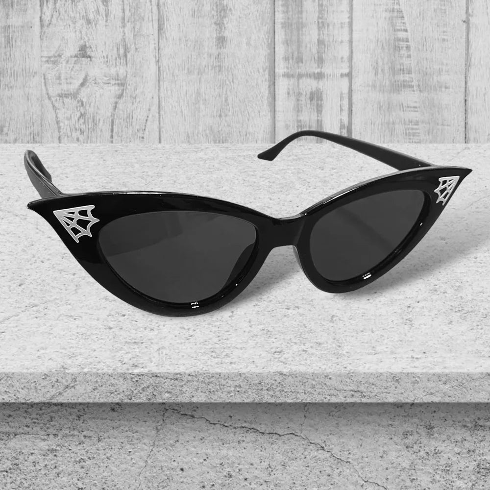 1pcs Gothic Cat Eye Spiderweb Sunglasses Dark for Halloween Gothic Fashion & Wedding Party 2025 Supplies Halloween Decoration