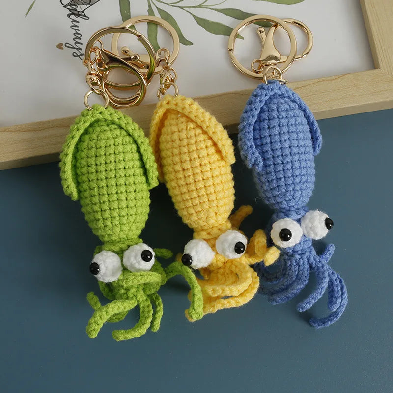 Unique Stingray Design Crochet Keychain Handmaking Knitted Fish Keyrings Cute Marine Series Knitting Keyrings Custom Accessories