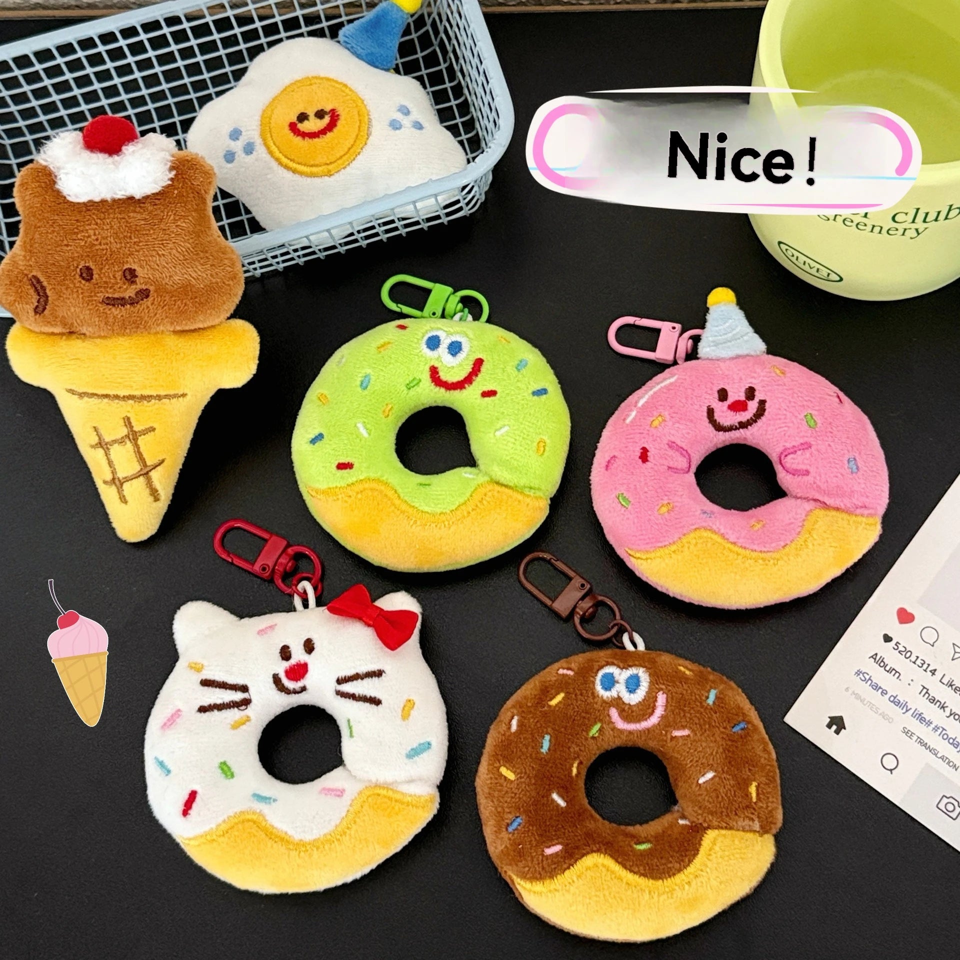1/6 Pcs Cartoon dessert doll pendant girl's heart versatile keychain backpack decoration doll pendant