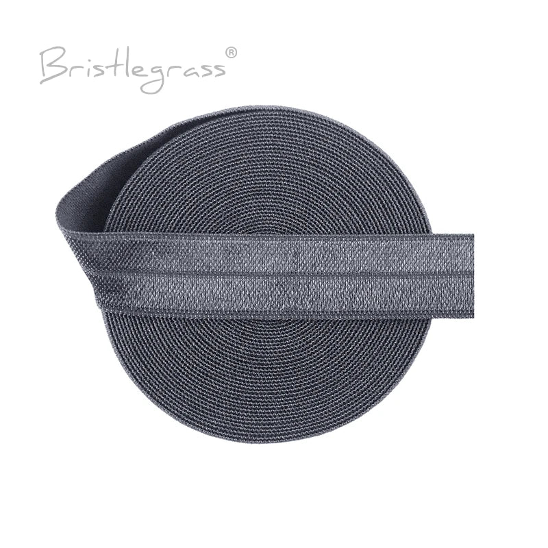 BRISTLEGRASS 2 5 10 Yard 5/8" 15mm Solid FOE Shiny Fold Over Elastic Spandex Satin Band Hair Tie Headband Dress Sewing Lace Trim