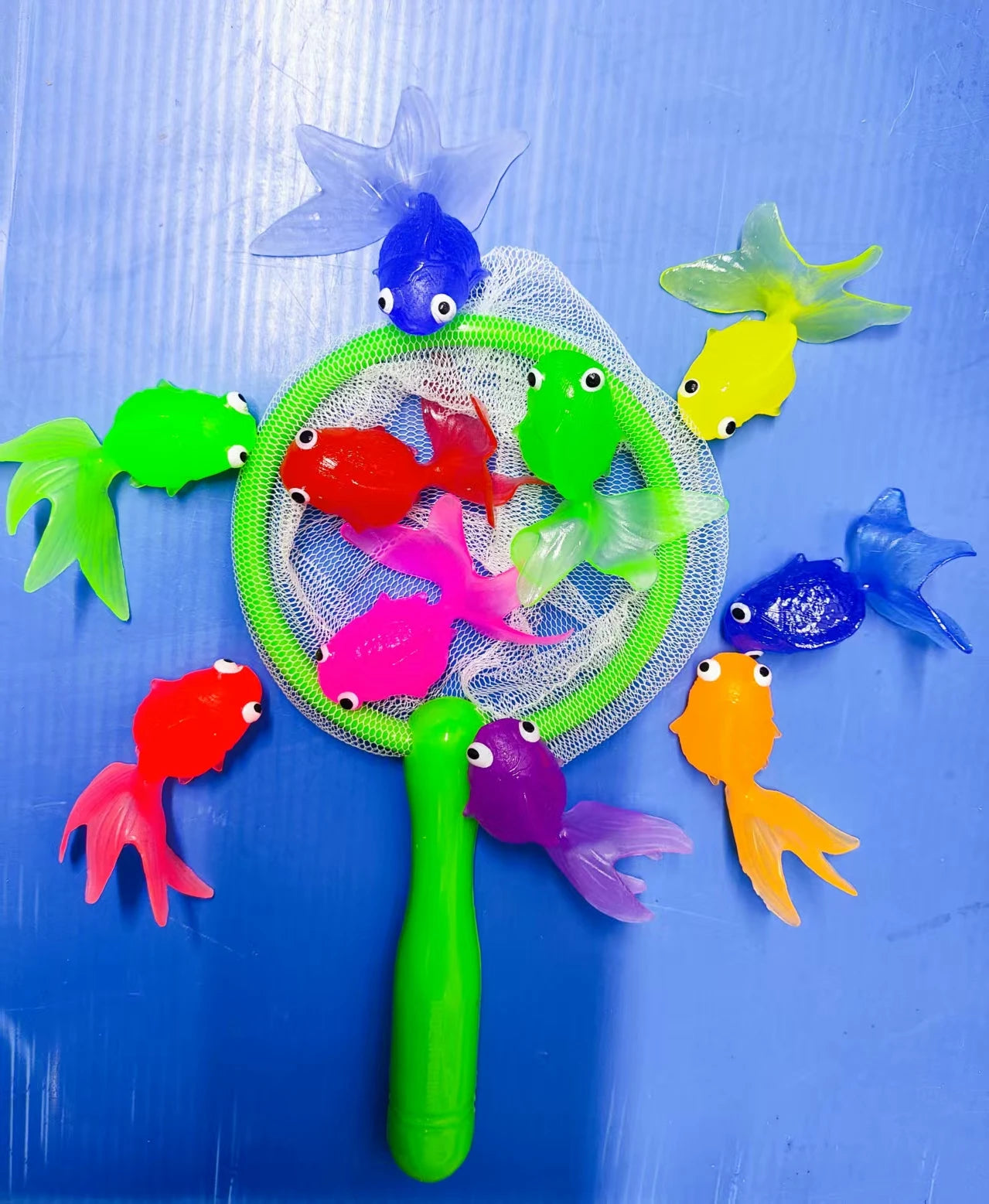 Children's Water Toy Soft Rubber Marine Life Buoy Goldfish Net Fishing Model Swimming Bathtub Holiday Gift