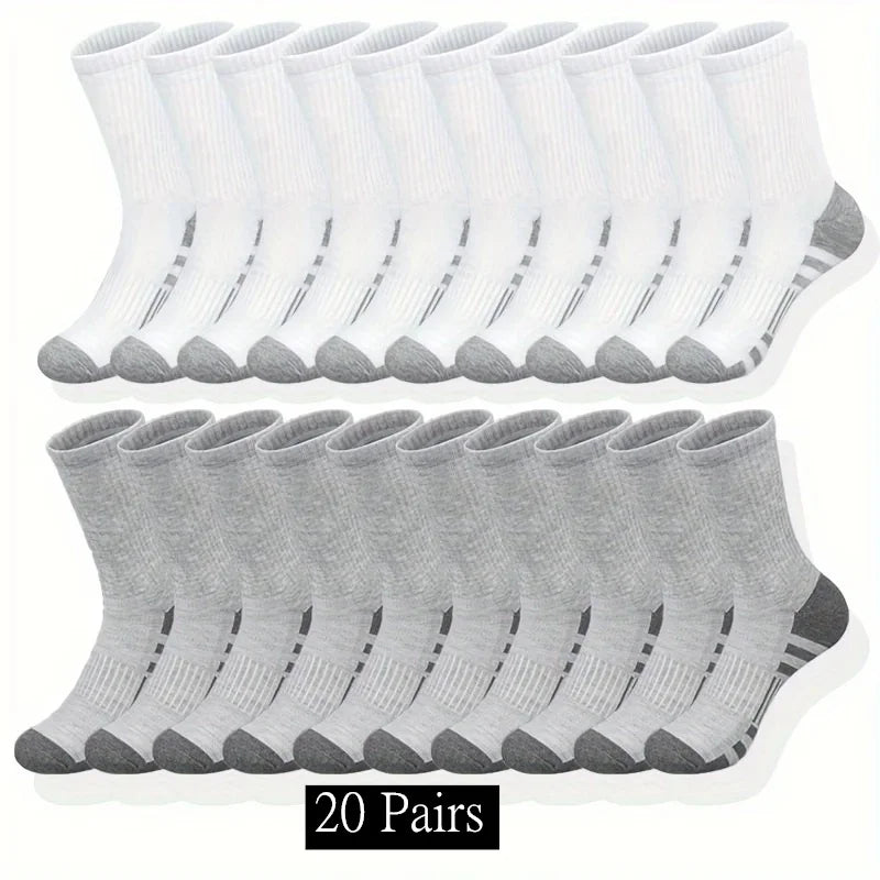 10/20/30 Pairs Men's Classic Crew Socks Unisex Sports Socks for Men Running Basketball Anti-slip Outdoor Breathable Man Socks