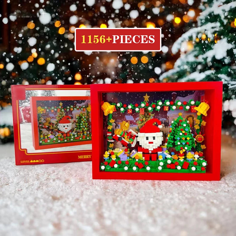 Christmas Building Block Santa Claus Snowman Elk Tree Micro Brick Puzzle Assembly Model Home Decoration Xmas Party Gift Kid Toy