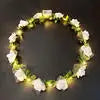 Luminous Rose Flower Headband LED Light up Wreath for Women Girl Bridal Wedding Party Hairband Christmas Valentine's Day Gifts