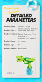 Electric Dinosaur Water Gun With LED Light Up Continuous Shooting Up to 8M Range Summer Pool Beach Toy for Kids Boys Girls