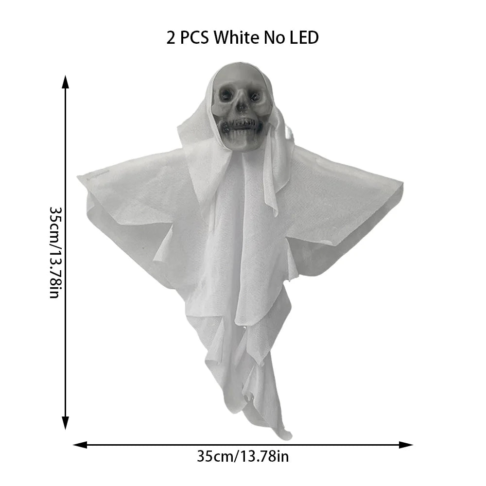 2PCS Halloween Decorations Party Hanging Skull Skeleton Ghost Ornament Horror Props Haunted Home Decoration Halloween Outdoor