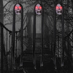 Glowing Eyes Halloween Hanging Ghost Skeleton Prop Long Hair Decoration for Indoor Outdoor Haunted House Party Spooky Display