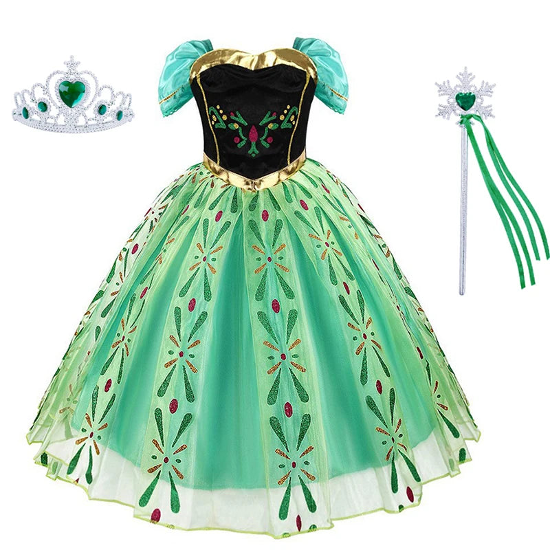 Girls Princess Dress Kids Disney Cosplay Cinderella Snow White Aurora Rapunzel Halloween Costume Children Birthday Party Dresses