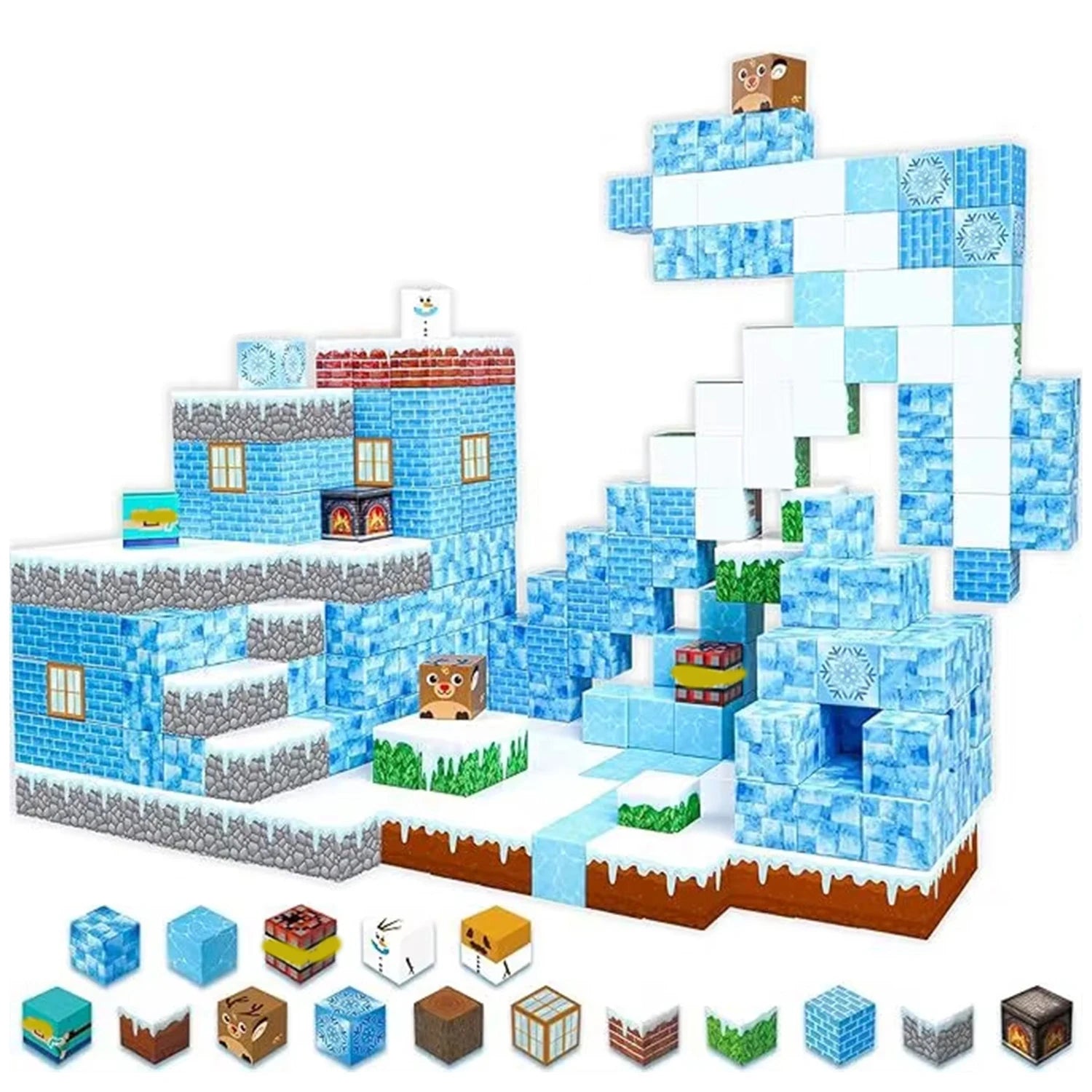 Sensory Montessori Stacking Cubes Construction Set Magnetic Building Blocks Magnet Cube Mine Set Toys Birthday Gift