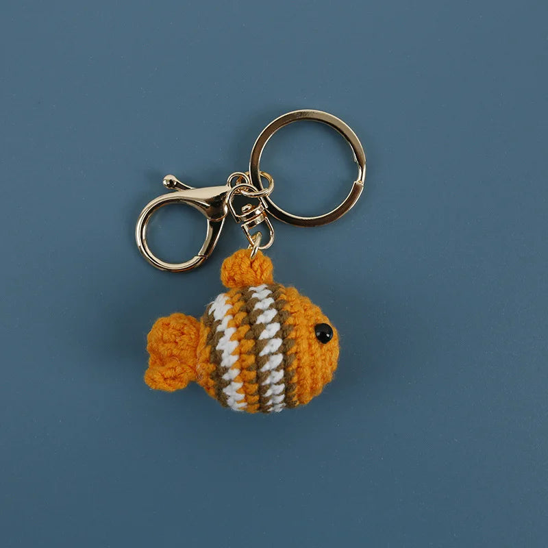 Unique Stingray Design Crochet Keychain Handmaking Knitted Fish Keyrings Cute Marine Series Knitting Keyrings Custom Accessories