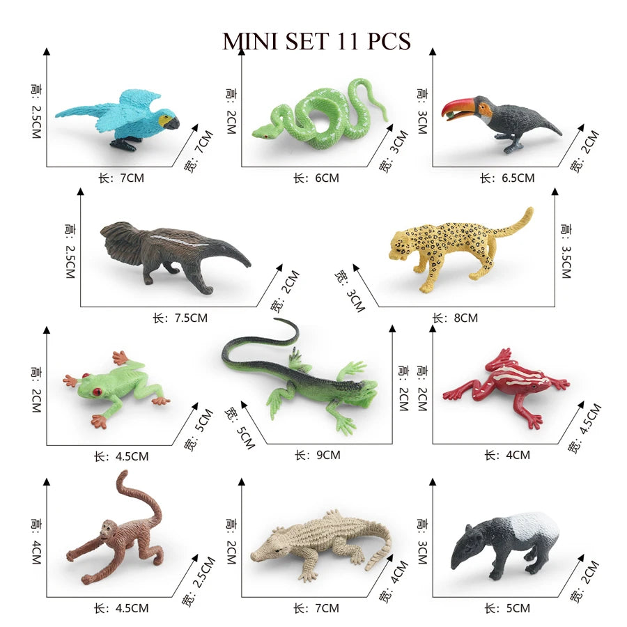 Simulation Mini  Farm Poultry Puppy Crocodile Pegasus Monkey Bird Wildlife Figurine Animal Model Sets Education Kid Toys