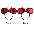 2026 Trip Mouse Ears Headband for Girls Women Sequin Castle 5"Bow Hairband Festival Party Cosplay DIY Hair Accessories