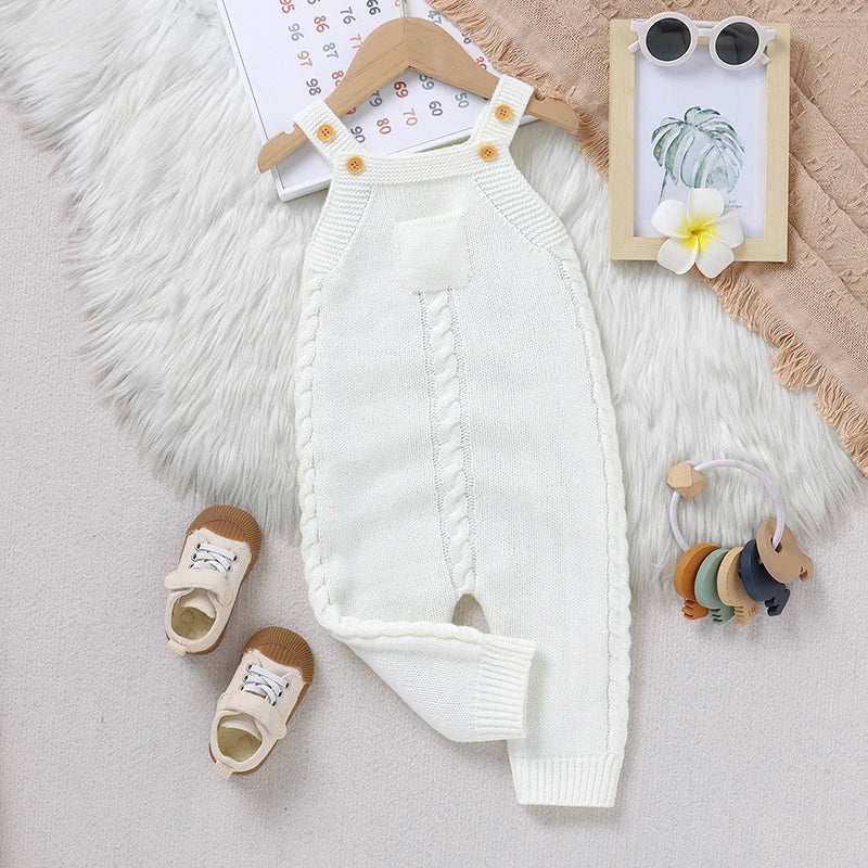 Baby Rompers for Boys Girls Solid Sleeveless Knitted Jumpsuits Playsuits 0-18m One Piece Newborn Netural Outfits Toddler Clothes