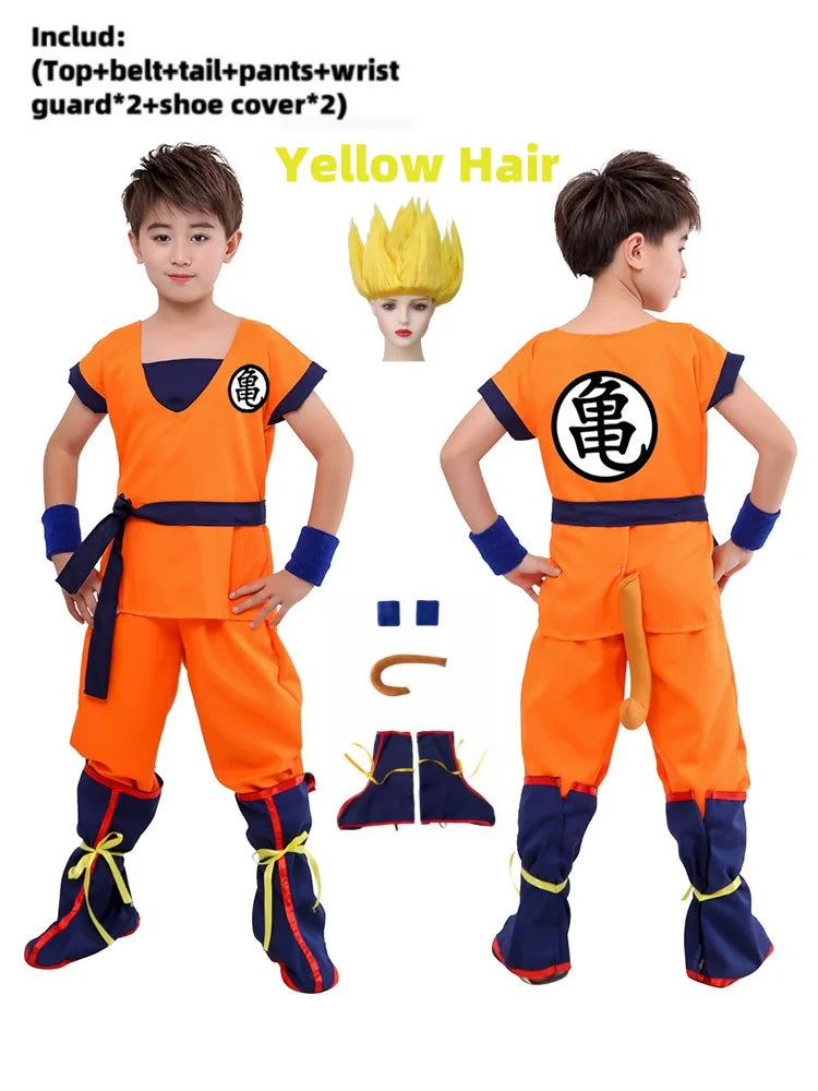 Boys Girls Halloween Son Goku Cosplay Costumes For Kids Outfit Bodysuit Men Krillin Training Clothes Saiyan Outfits Wig Dress Up