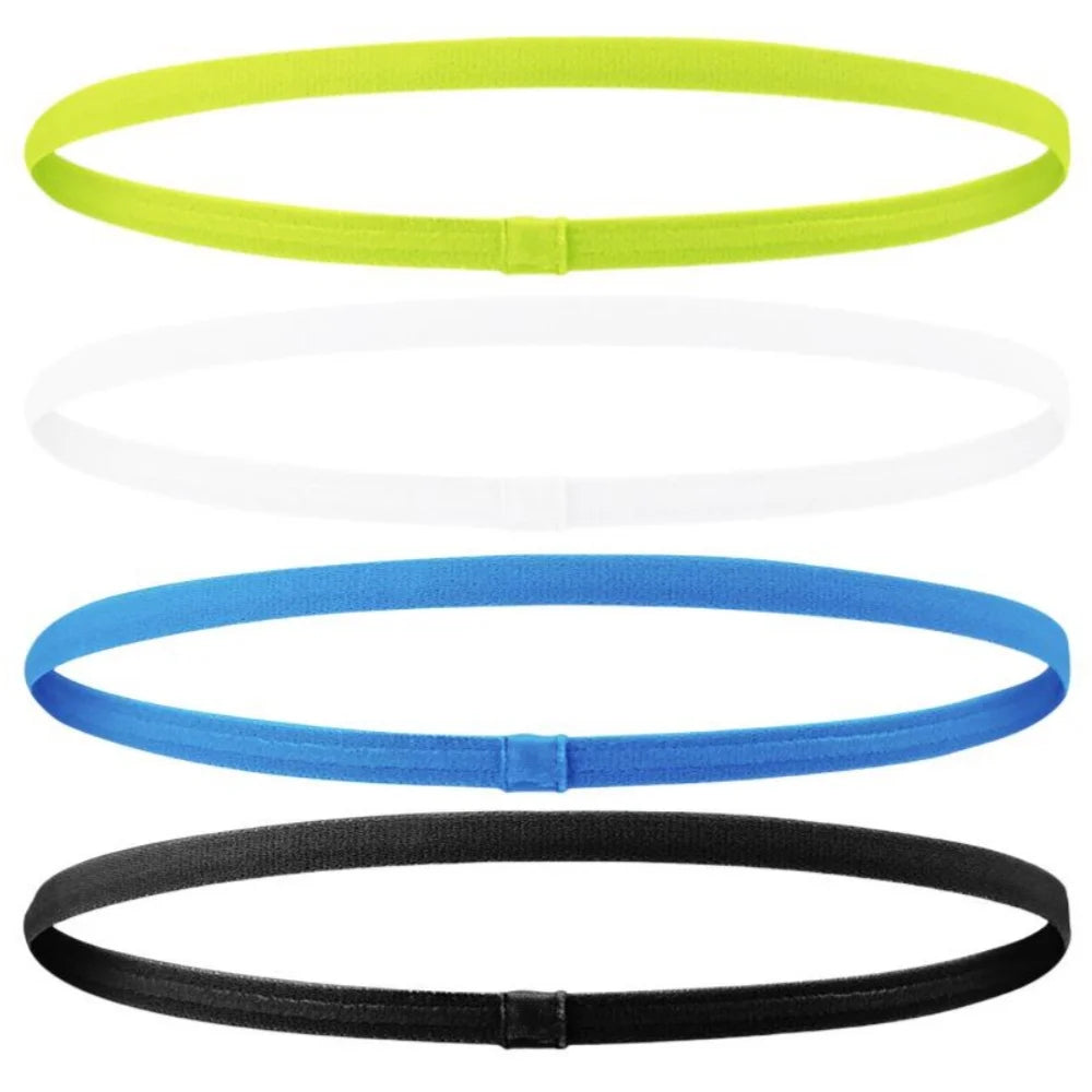 4PCS Unisex Sports Thin Headband Non-Slip Elastic Women Men Yoga Hair Bands Sweatband Football Running Biking Sports Hairband