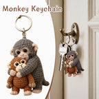 Funny Monkey Design Series Keyring For Backpack Purse Keys Cute Handmade Crochet Punch Monkey Keychain 2D Keyring Llavero 열쇠고리