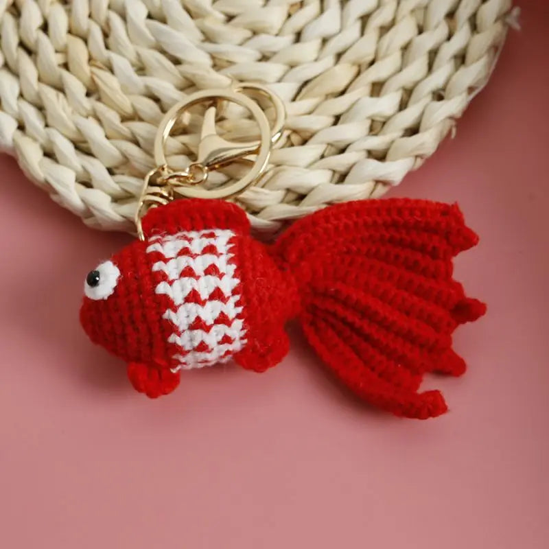 Ocean Series Animal Doll Crochet Keychain Handmaking Knitted Tropical Fish Keyrings Crochet Shark Doll Keychain Custom Accessory