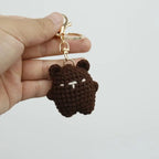 Cute Small Bear Couple Keychains Knitting Cartoon Bear Mini Animal Doll Keyrings Crochet Keychain Wholesale Custom Acceessories