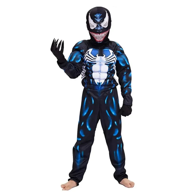 Kids Black Spider Costume  Superhero Costume Onesie 3D Spandex Unisex Jumpsuit Bodysuit for Kids Halloween Cosplay