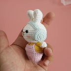 Cute Mushroom Rabbit Crochet Keychains Handmaking Crochet Cartoon Rabbit Doll Keyring For Bag Pendant Knitted Animal Doll Custom