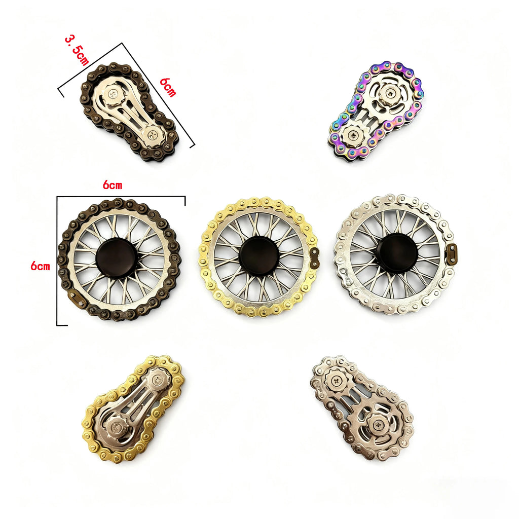Metal Sprockets Flywheel Gear Fingertip Gyro Fidgeting Spinner Antistress Anxiety Bike Chains Spinner Fidget Toys for Adult Kids