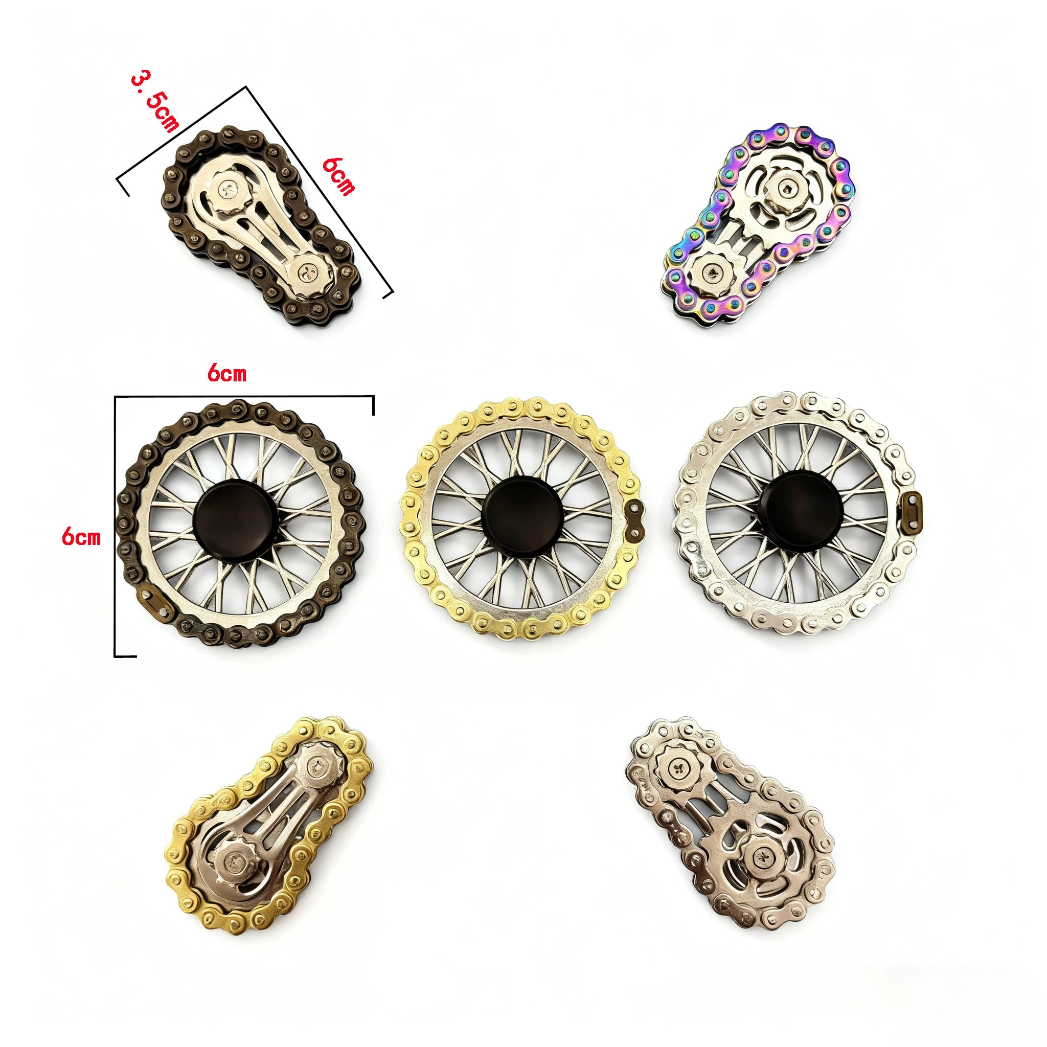 Metal Sprockets Flywheel Gear Fingertip Gyro Fidgeting Spinner Antistress Anxiety Bike Chains Spinner Fidget Toys for Adult Kids