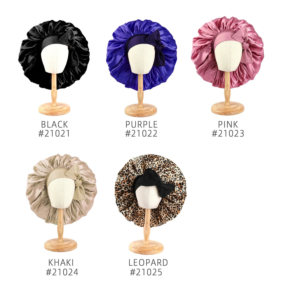 New Women Large Satin Bonnet Silky Night Sleeping Cap with Stretchy Tie Band Shower Cap Curly Braid Hair Head Cover Turban