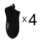 4 Pairs Lot Fashion Socks Women 2026 New Spring Cotton Color Novelty Girls Cute Heart Embroidery Casual Funny Ankle Socks Pack